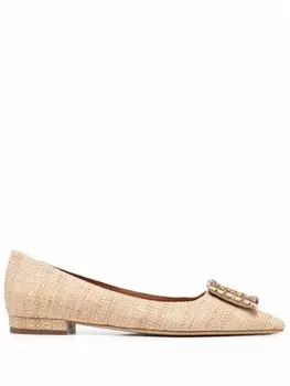 Roberto Festa балетки с кристаллами, нейтральный цвет