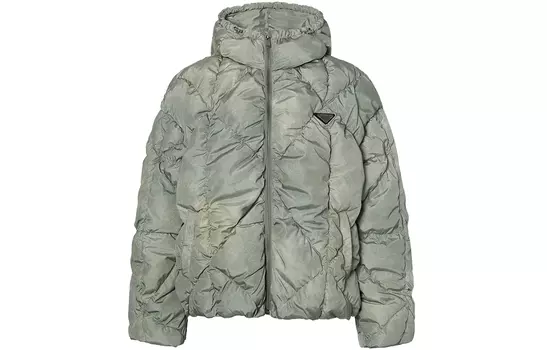 ROCAWEAR Пуховик унисекс серо-зеленый