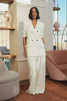 Rochelle Humes широкие брюки со складками Next, экрю
