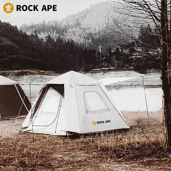 Rock Ape Полный обзор на 360° Автоматическая быстро открывающаяся многоместная палатка для дикого кемпинга Белый RAT002-JW