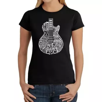 Rock Guitar Head — женская футболка с рисунком Word Art LA Pop Art, черный