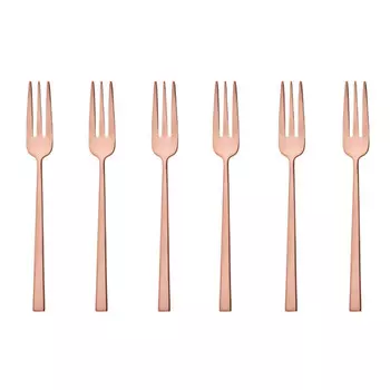 Rock - Набор вилок для торта из нержавеющей стали/меди с PVD, 6 предметов Sambonet, медный