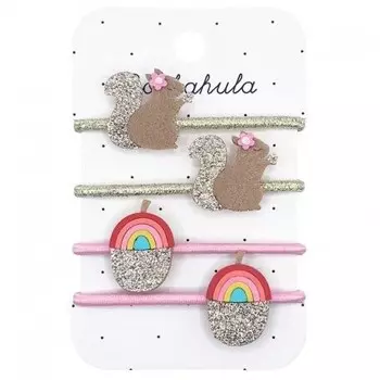 Rockahula Kids — 4 резинки для волос с белками и радужными желудями