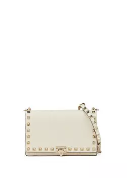Rockstud белая женская кожаная сумка через плечо Valentino Garavani