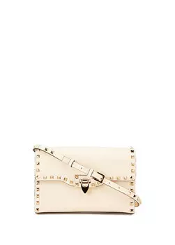 Rockstud белая женская кожаная сумка Valentino Garavani