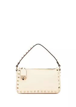 Rockstud белая женская кожаная сумка Valentino Garavani