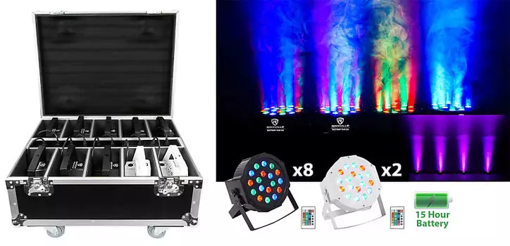 Rockville (8) черных и (2) белых перезаряжаемых фары Par Can Wash + чехол для зарядки (8) BATTERY PAR 50+(2) WHITE Pack