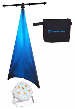 Rockville RVLS1 10-футовый штатив для освещения подставки для дерева + ткань для холста + номинальная банка для мытья света RVLS1+RSC7W+Rockpar50 WHT