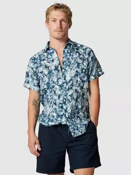 Rodd & Gunn Mount Hutt Льняная рубашка с короткими рукавами, темно-бирюзовый