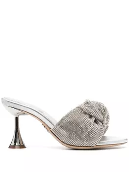 Rodo 90mm crystal-embellished mules, серебристый
