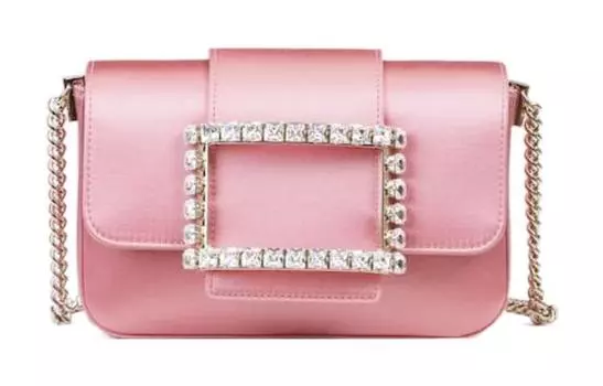 Roger Vivier Сумка через плечо из шелкового атласа, мини, женская, розовая