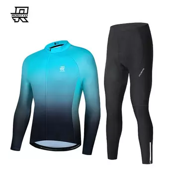 Комплект одежды для велоспорта унисекс ROGTYO тайтсы и джерси утепленные на весну и осень, черный