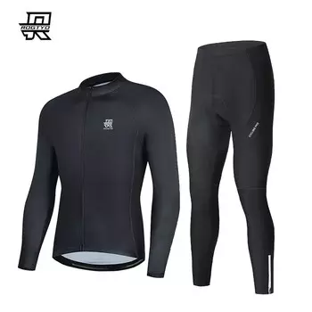 Комплект одежды для велоспорта унисекс ROGTYO тайтсы и джерси утепленные, черный