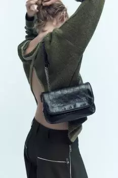 Рок-сумка с клапаном ZARA, черный