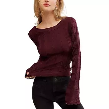 Рок-топ с длинными рукавами Free People, цвет winetasting