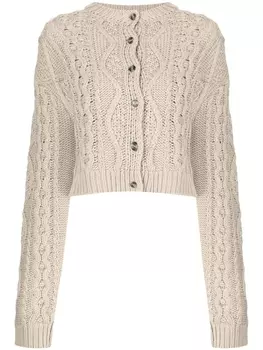 Rokh комплект из топа и кардигана фактурной вязки, коричневый