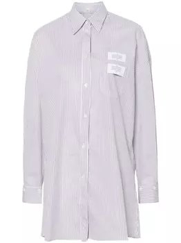 Rokh полосатая рубашка с нашивкой-логотипом, белый