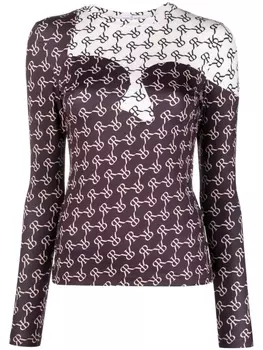 Rokh топ с монограммой, коричневый