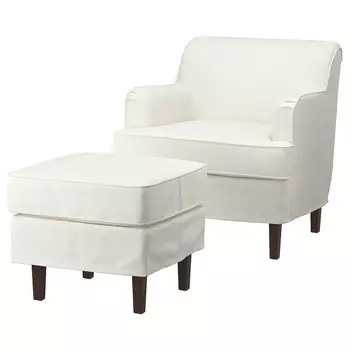 РОКШЁН Кресло и подставка для ног, Блекинге белый ROCKSJON IKEA