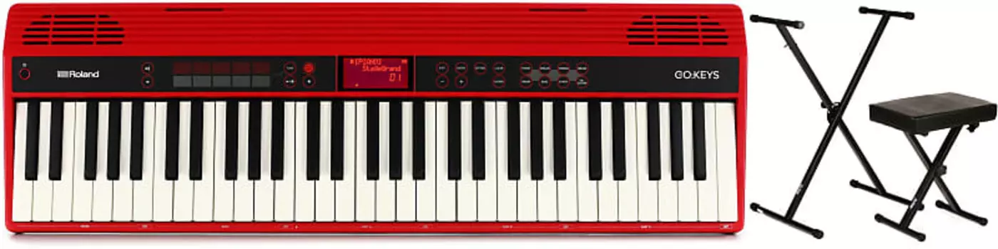 Roland GO:KEYS Набор 61-клавишных клавишных инструментов для создания музыки с сценическими подставками KPK6500 Стойка для клавиатуры и настольный комплект Roland + On-Stage GO-61K=1 KPK6500=1