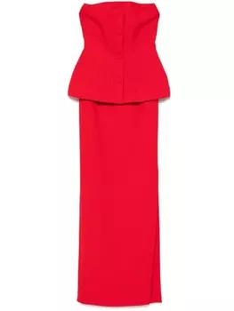 Roland Mouret креповое платье макси без бретелей, красный