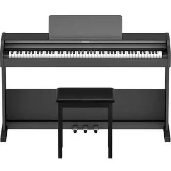 Roland RP-107-BK 88-клавишное цифровое пианино со стойкой, скамьей и 3 педалями, черное RP-107-BK 88-Key Digital Piano w/ Stand, Bench, and 3-pedals,