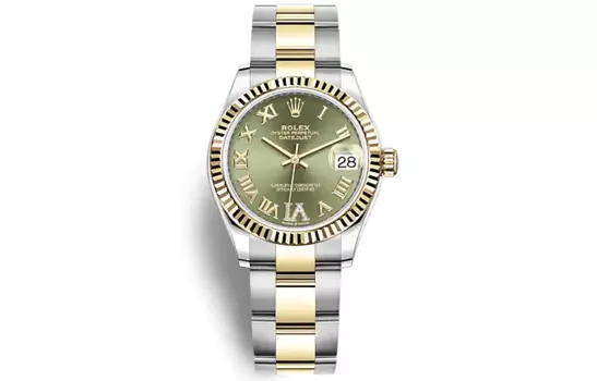 ROLEX Женские часы Log Series с автоматическим механизмом, 31 мм, зеленый циферблат, корпус из стали Oystersteel, ремешок из стали Oystersteel