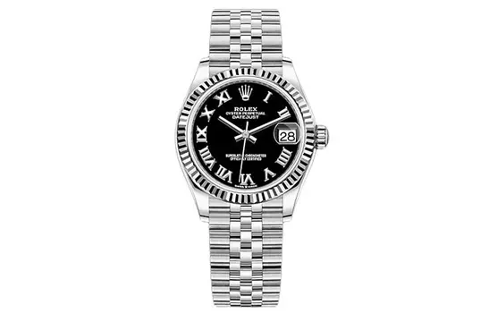 ROLEX Женские часы Log Series с автоматическим механизмом, 31 мм, черный циферблат, корпус из стали Oystersteel, ремешок из стали Oystersteel