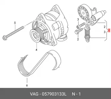 Роликнатяжитель TENSIONER ASSY, PULLEY 057903133L VAG
