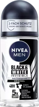 Роликовый дезодорант-антитранспирант Black Белый Невидимый Оригинал 50 мл NIVEA