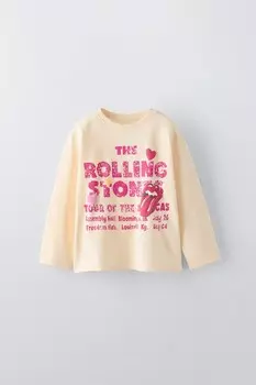 Rolling stones футболка ZARA, устрично-белый