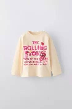 Rolling stones футболка ZARA, устрично-белый