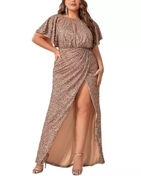 ROMANISSA Украшенное Макси Платье, бежевый