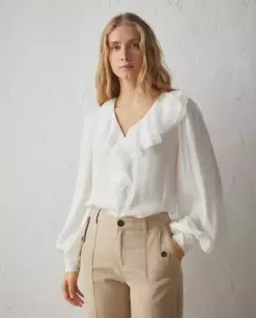 Романская блуза с воланом Lloyd's, цвет 120 Crudo