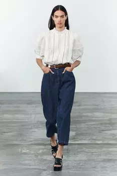 Романтическая блузка с кружевной отделкой ZARA, экрю