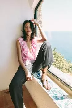 Романтическая блузка ZARA, розовый