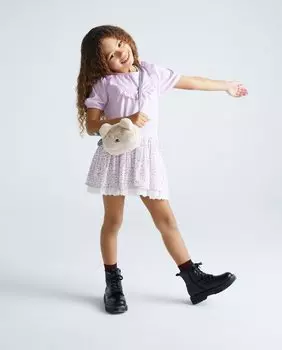 Романтическая однотонная футболка для девочки с короткими рукавами El Corte Ingls, сиреневый