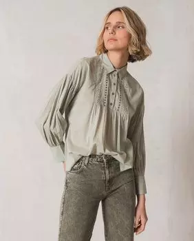 Романтическая женская блузка с вышивкой Indi & Cold, светло-синий