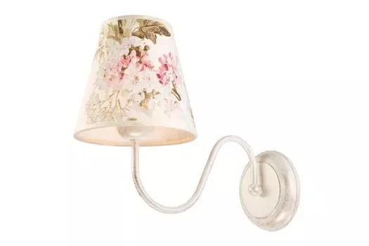 Романтический настенный светильник потертый белый цветочный абажур из ткани E27 LOREN Настенный светильник для спальни Licht-Erlebnisse