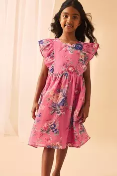 Романтичное платье из органзы розового цвета Laura Ashley, розовый