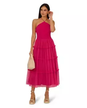 Романтичное шифоновое платье Adrianna Papell, розовый