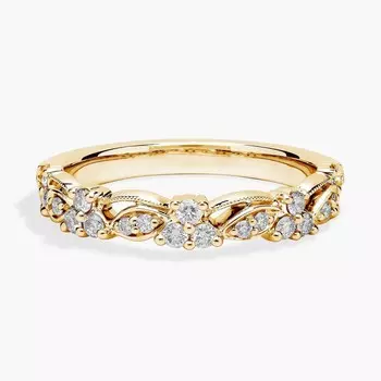 Романтичное винтажное кружевное бриллиантовое кольцо из 14-каратного желтого золота (1/3 карата) Blue Nile