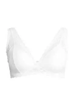 Романтичный кружевной бюстгальтер с треугольными чашками и кружевными деталями без косточек Manguun, белый