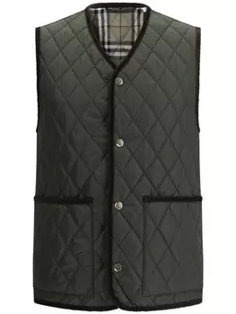 Ромбовидный стеганый жилет Burberry, зеленый