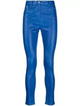 Romeo Hunte кожаные брюки скинни, синий