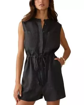 Ромпер Mia с завязками на талии из льна Faherty, черный