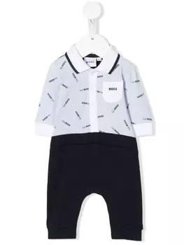 Ромпер поло с логотипом BOSS Kidswear, синий