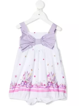 Ромпер с цветочным принтом Monnalisa, белый