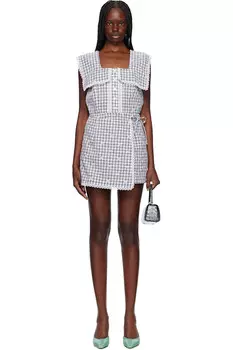 Ромпер с галстуком в клетку и вышивкой ромашками Anna Sui, черный