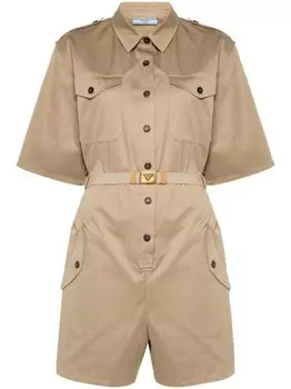 Ромпер с поясом Prada, коричневый